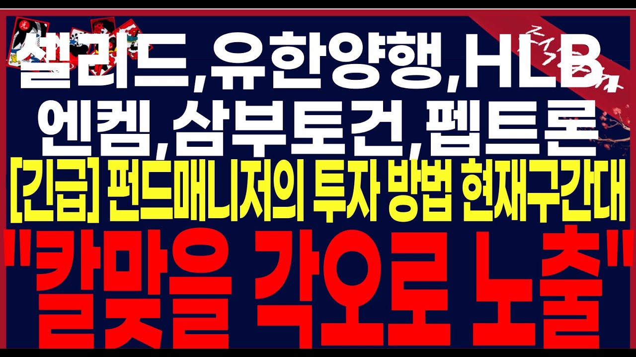 [삼부토건,유한양행,HLB,엔켐,펩트론,셀리드]"정확한 현재구간대에서 해야 할 행동입니다.반드시 필수시청하세요 끝까지 영상보세요!  #hlb #hlb목표가 .#세력주포착TV안교수