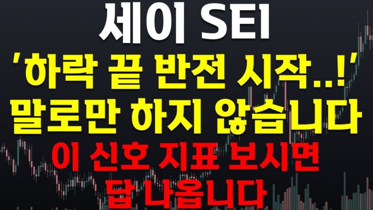 [크립토장인] 세이코인 SEI 하락 끝 반전 시작..! 말로만 하지 않습니다. ‘이 신호 지표’ 보시면 답 나옵니다