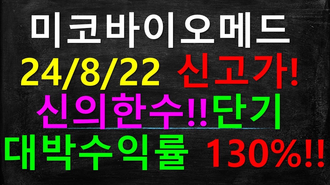 미코바이오메드 급등! 130%/ 37% 단기대박수익률!!!