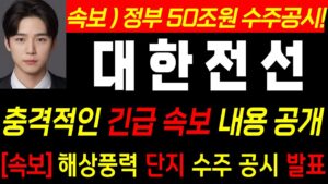 ♦️[대한전선긴급 속보] ♦️ 정부 해상풍력단지! 50조 투입!! #주식콜센터 #대한전선 #대선한전선목표가 #대원전선목표가 #대한전선주가 #대원전선주가 #대한전선대응 #대원전선