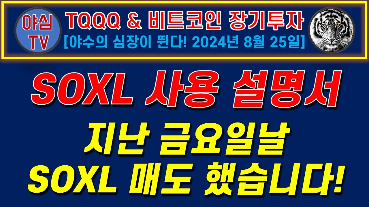 [TQQQ BTC 실전투자] [주말 특별방송] SOXL 매도 했습니다! SOXL 사용 설명서 [TQQQ BTC 장기투자ㅣ도전! 월배당 천만원ㅣ노후준비ㅣ야심매매법]