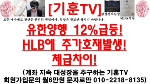 [주식투자]HLB(유한양행 12%급등!HLB에 추가호재발생!체급차이!)