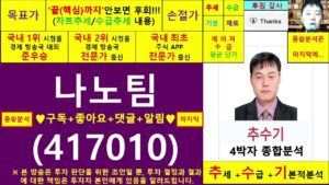 나노팀(417010)종목진단및향후주가전망 추수기(추수)전문가