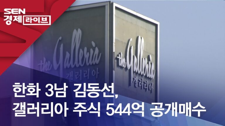 한화 3남 김동선, 갤러리아 주식 544억 공개매수