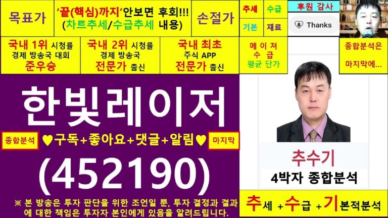 한빛레이저(452190)종목진단및향후주가전망 추수기(추수)전문가