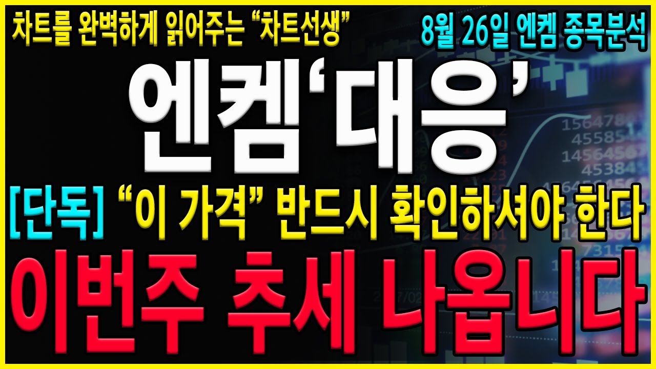 [엔켐 주가 전망] 5분전, 속보! 밑꼬리 잡아먹으러 갈 수 있습니다. 주봉상 중심선 잘 지키고 있으니깐 비중관리 되는 사람은 조금 더 보셔더 됩니다!! #엔켐#엔켐전망#엔켐주가
