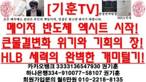 [주식투자]HLB(메이저 반도체 엑시트 시작!큰물결변화 위기와 기회의 장!HLB 세력의 완벽한 개미털기!)