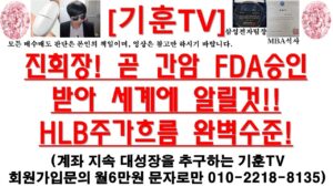 [주식투자]HLB(진회장! 곧 간암 FDA승인받아 세계에 알릴것!!/HLB주가흐름 완벽수준!)