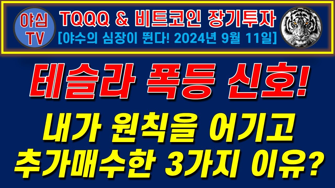 [TQQQ BTC 실전투자] 테슬라 폭등 신호! 내가 원칙을 어기고, 추가매수한 3가지 이유? [TQQQ BTC 장기투자ㅣ도전! 월배당 천만원ㅣ노후준비ㅣ야심매매법]