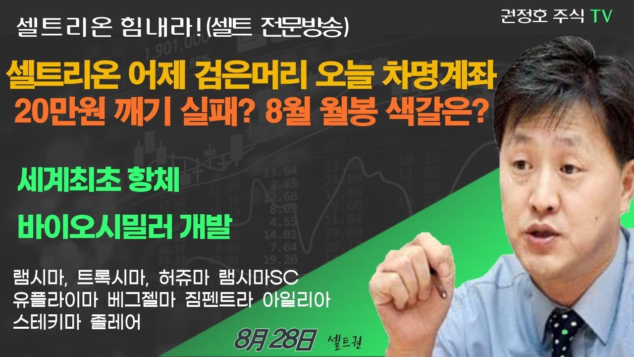 [셀트권]어제 검은머리 오늘 차명계좌 8월 월봉 색깔은?