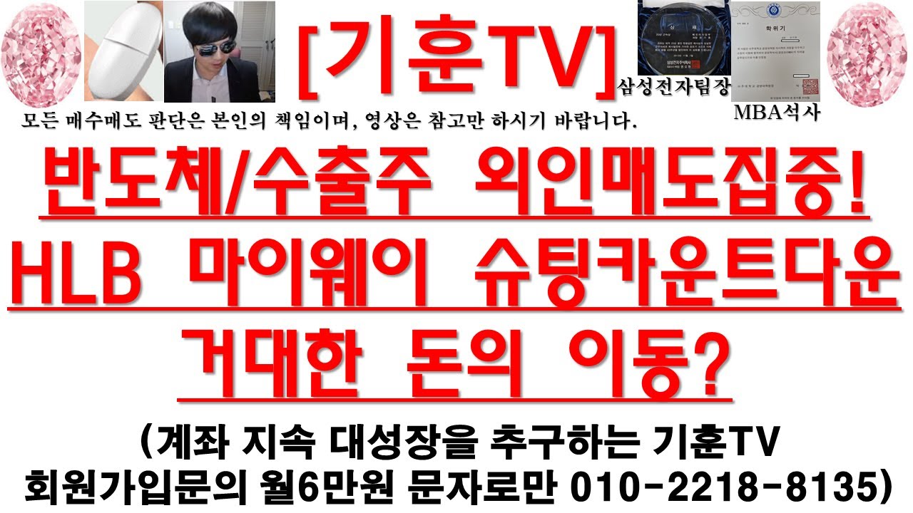 [주식투자]HLB(반도체/수출주 외인매도집중!/HLB 마이웨이 슈팅카운트다운/거대한 돈의 이동?)