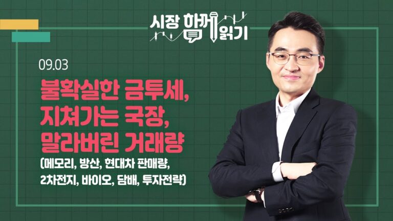 [시장함께읽기] 9월 3일, 불확실한 금투세, 지쳐가는 국장, 말라버린 거래량(메모리, 방산, 현대차 판매량, 2차전지, 바이오, 담배, 투자전략)