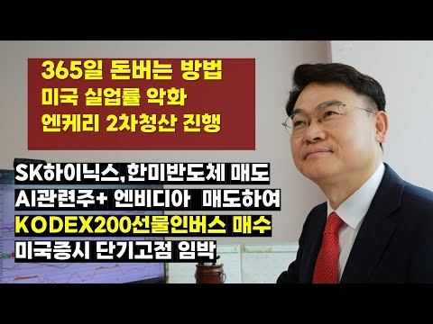 엔케리 2차 청산 시작,조선주 매도,SK하이닉스 ,삼성전자 , 엔비디아 ,한미반도체 매도 하여, KODEX200선물인버스매수  (  24.8.22)[대장주발굴의 달인 박병주]