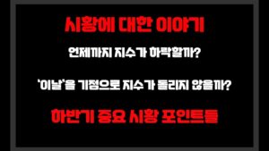 시황에 대한 이야기 /  언제까지 지수가 하락할까? / 어느날을 기점으로 지수가 돌릴수있을까 하반기 지켜봐야하는 포인트들