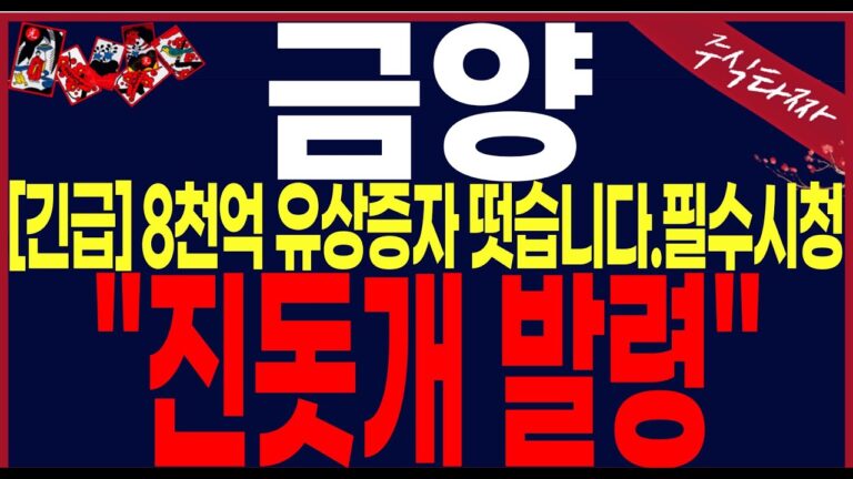 [금양 주가 전망]”단독입수” 이대로 하셔야 합니다. 유상증자공시없는데 기사나왔습니다.#금양 #금양주가전망 #금양주가 #금양대응전략 #금양주식전망 #금양주가분석 #이차전지