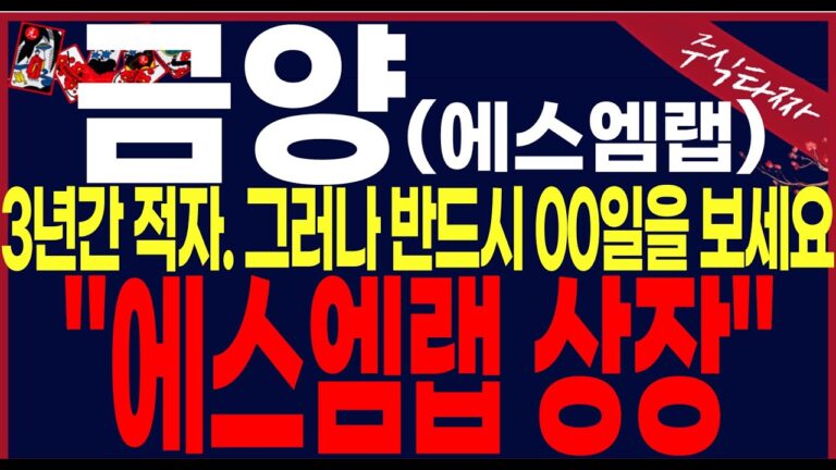 [금양 주가 전망]”단독입수”3년연속적자. 자 그럼이제는에스엠랩상장 진행단계가 핵심입니다.#금양 #금양주가전망 #금양주가 #금양대응전략 #금양주식전망 #금양주가분석 #이차전지