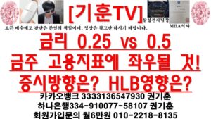 [주식투자]HLB(금리 0.25 vs 0.5금주 고용지표에 좌우될 것!/증시방향은? /HLB영향은?)