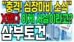 [삼부토건 주가전망] "충격 심장마비 소식" X됐다 이게 사실이라고? 주주여러분들 필수시청하세요!