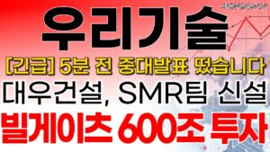 우리기술 - 필수시청!! 대우건설, SMR팀 신설 빌게이츠 600조 투자