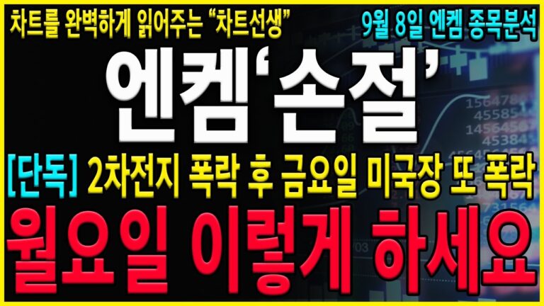 [엔켐 주가 전망] “미장폭락” 2차전지 폭락후 미장 또 하락했다! 손절라인이탈 기술적반등에 비중축소 무조건 들어갑니다. 월요일 이제 이렇게 하세요! #엔켐#엔켐전망#엔켐주가