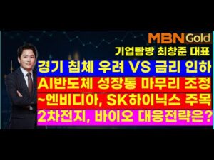 MBN골드(기업탐방 최창준대표)경기 침체 우려 VS 금리 인하. AI반도체 성장통 마무리 조정~엔비디아, SK하이닉스 주목,  2차전지, 바이오 대응전략은?