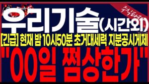 [우리기술주가전망]"미친공시"시간외폭등.여의도주포세력지분공시.00일무조건 상한가갑니다.칼맞을각오노출#우리기술 #우리기술주가 #우리기술주가전망 #우리기술목표가 #세력주포착tv안교수