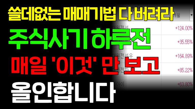 쓸데없는 매매기법 다 버려라! 주식사기 하루전, 매일 ‘이것’만 보고 올인합니다.