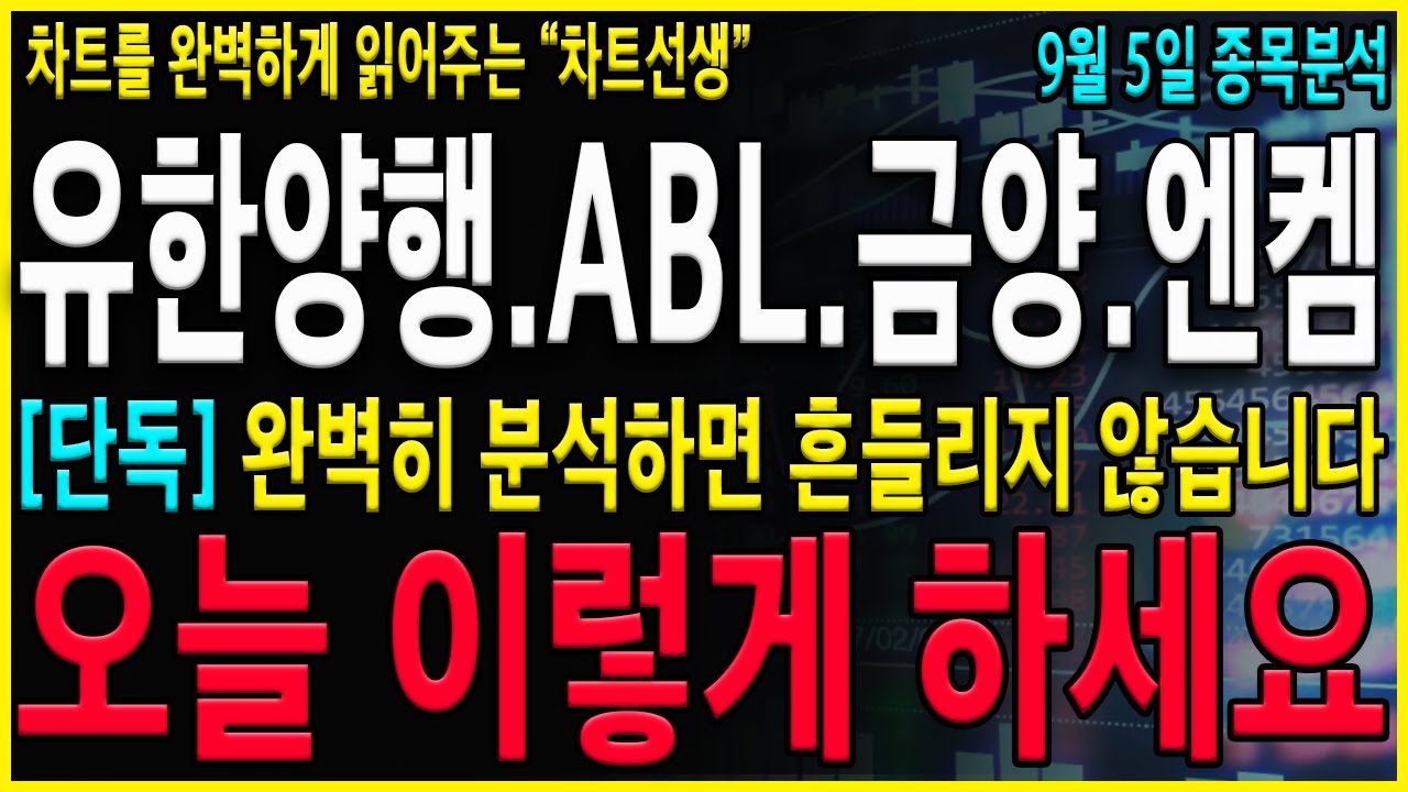 [유한양행 에이비엘바이오 금양 엔켐 주가 전망] "긴급" 오늘은 이렇게 대응하세요! 확실하게 분석했습니다. 이렇게만 대응하세요.제대로된 분석을 보시고 판단하셔야 합니다! #유한양행