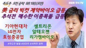 미 금리 빅컷 추석전 매수 이종목들 최고지요