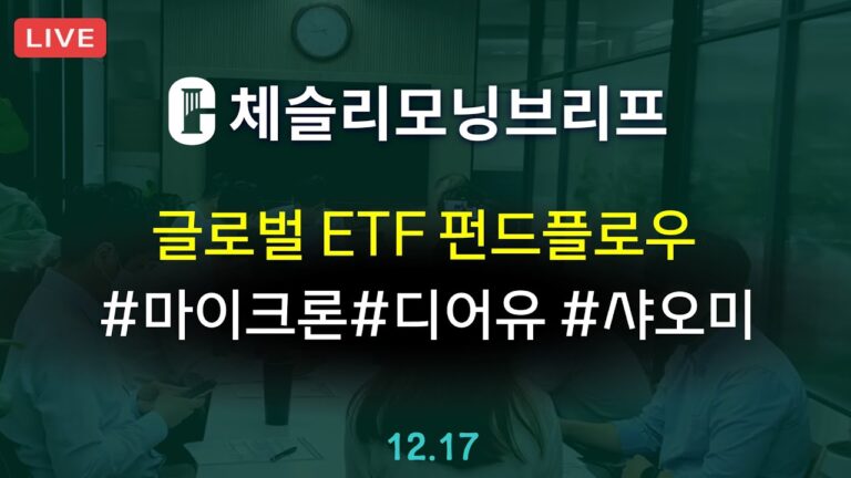 [체슬리모닝브리프] 글로벌 ETF 펀드플로우.  S&P글로벌 PMI. 마이크론. 디어유. 샤오미 [24/12/17]