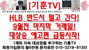 [주식투자]HLB(HLB 반드시 털고 간다!9월전 마지막 거래일!대상승 예고편 급등시작!)