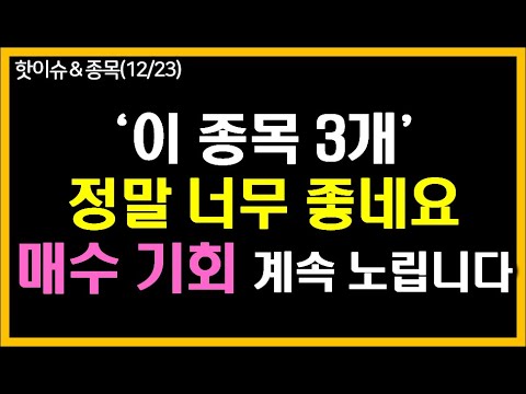 ‘이 종목 3개’ 정말 너무 좋네요. 매수 기회 계속 노립니다.