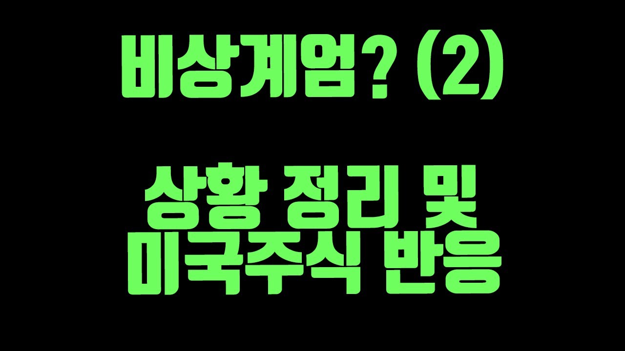 비상계엄 (2) - 상황정리 및 미국주식 반응