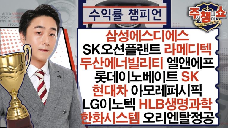 삼성에스디에스,SK오션플랜트,두산에너빌리티,엘앤에프,롯데이노베이트,SK,현대차,아모레퍼시픽,LG이노텍,HLB생명과학,한화시스템,라메디텍,오리엔탈정공_주식 챔피언 쇼 20240903
