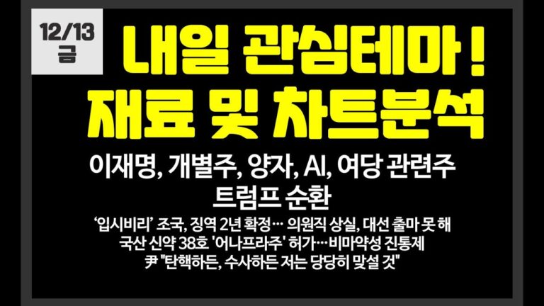 내일 관심테마! 이재명,개별주,양자,바이오/ 엑스게이트,펩트론,sg글로벌,pn풍년,케이씨에스,오리엔트정공,루닛,비보존제약,동신건설