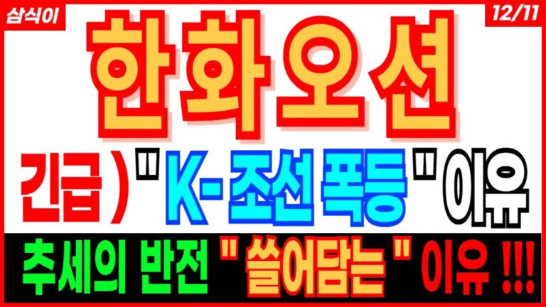 한화오션🔥 – 긴급 ) ” K- 조선 폭등 ” 이유 3만 추세의 반전 ” 쓸어담는 ” 이유 !!! 조선주 트럼프 삼성중공업 급등주 주가 주가전망 주식추천 목표가 대응방법 삼식이