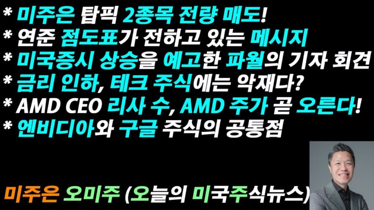 [오늘의 미국주식뉴스] 파월 의장, 미국 증시 상승의 시작을 알리다! / 점도표가 전하고 있는 메시지 / 리사 수, AMD 주가 곧 오른다! / 금리 인하, 테크 주식에는 악재다?