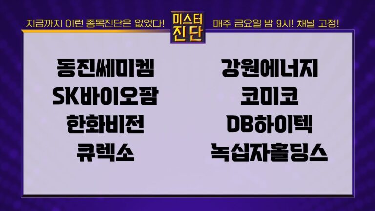 동진쎄미켐/SK바이오팜/한화비전/큐렉소/강원에너지/코미코/DB하이텍/녹십자홀딩스_종목 진단 [이종복 전문가_미스터 진단 1부]