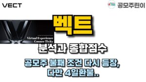 [공모주] 벡트 분석과 종합점수 - 공모주 불패 조건 다시 등장, 다만 4일환불..