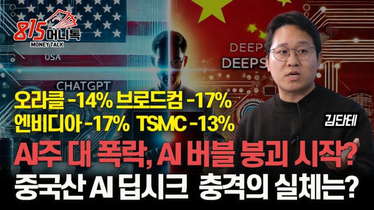 엔비디아등 AI주 주가폭락, “80억으로 수조원 쓴 빅테크 따라잡은 중국산 AI 딥시크”  / AI버블 붕괴 시작되나?ㅣ김단테 대표