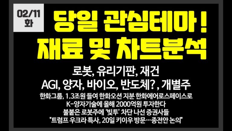 당일 관심테마 로봇,유리기판,재건,양자,반도체,개별주 / 레인보우로보틱스,하이젠알앤엠,클로봇,필옵틱스,휴림로봇,피아이이한빛레이저제주반도체,자람테크놀로지,한화오션,에어로스페이스