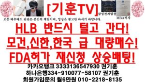 [주식투자]HLB(HLB 반드시 털고 간다!모건,신한,한국 급 대량매수!FDA허가 재신청 상승배팅!)
