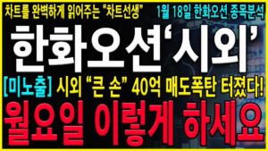 [한화오션 주가 전망]"긴급" 와...시외 "큰 손" 매도폭탄 터졌다! 월요일 반드시 이렇게 대응준비하셔야 합니다! 지금 딱 한번만 대응하세요!!#hd현대마린솔루션 #한화오션