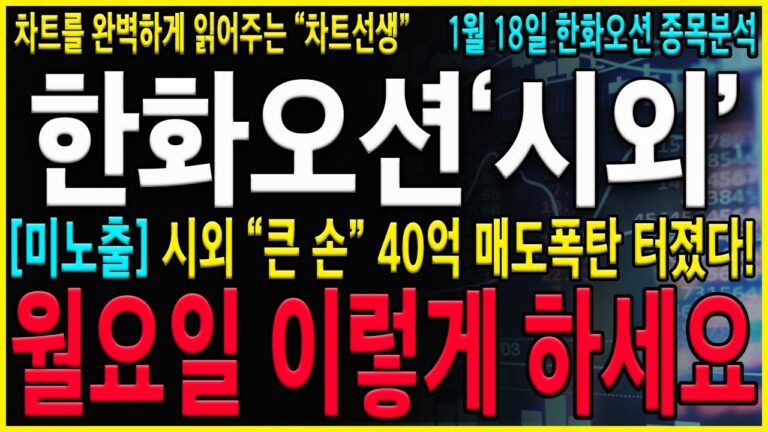 [한화오션 주가 전망]”긴급” 와…시외 “큰 손” 매도폭탄 터졌다! 월요일 반드시 이렇게 대응준비하셔야 합니다! 지금 딱 한번만 대응하세요!!#hd현대마린솔루션 #한화오션