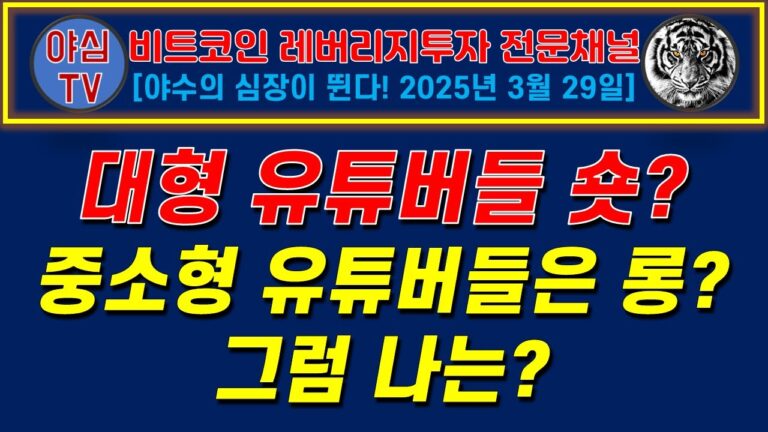 [레버리지 실전투자] 대형 유튜버들 숏! 중소형 유튜버들 롱! 그럼 나는? [경제적자유ㅣ확실한 노후준비ㅣ야심매매법]