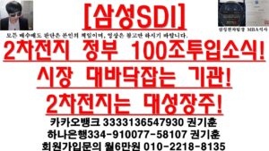 [주식투자]삼성SDI(2차전지 정부 100조투입소식!시장 대바닥잡는 기관!2차전지는 대성장주!)