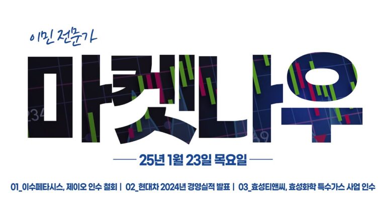 [이데일리TV 마켓나우 1부] 2025.1.24_ 이수페타시스, 제이오 인수 철회 / 현대차 2024년 경영실적 발표 / 효성티앤씨, 효성화학 특수가스 사업 인수