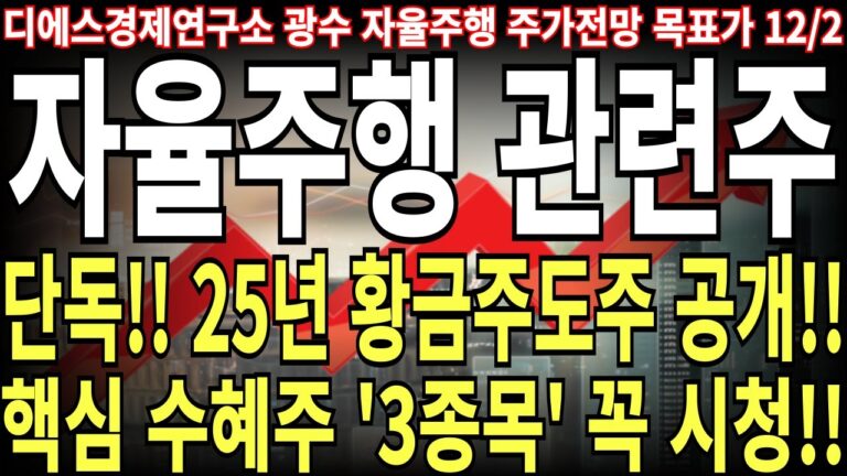 [자율주행 관련주] 단독!! 25년 황금주도주 공개!! 핵심 수혜주 ‘3종목’ 꼭 시청!! feat. 디에스경제연구소 광수 목표가