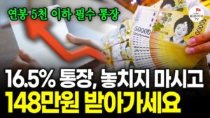 "놓치면 모를 16.5% 통장" 일반 직장인 99%는 이 통장을 모르고 살아갑니다. 꼭 오늘 이 영상 보시고 돈 벌어가세요