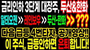 🔥🔥금리인하 3단계 대장주 두산&한화에 이은 다음 급등 4번타자 공개영상!! 이 주식 급등안하면, 은퇴합니다!! 알테오젠, 레인보우로보틱스, 한화에어로 두산에너빌리티의 다음주자는?